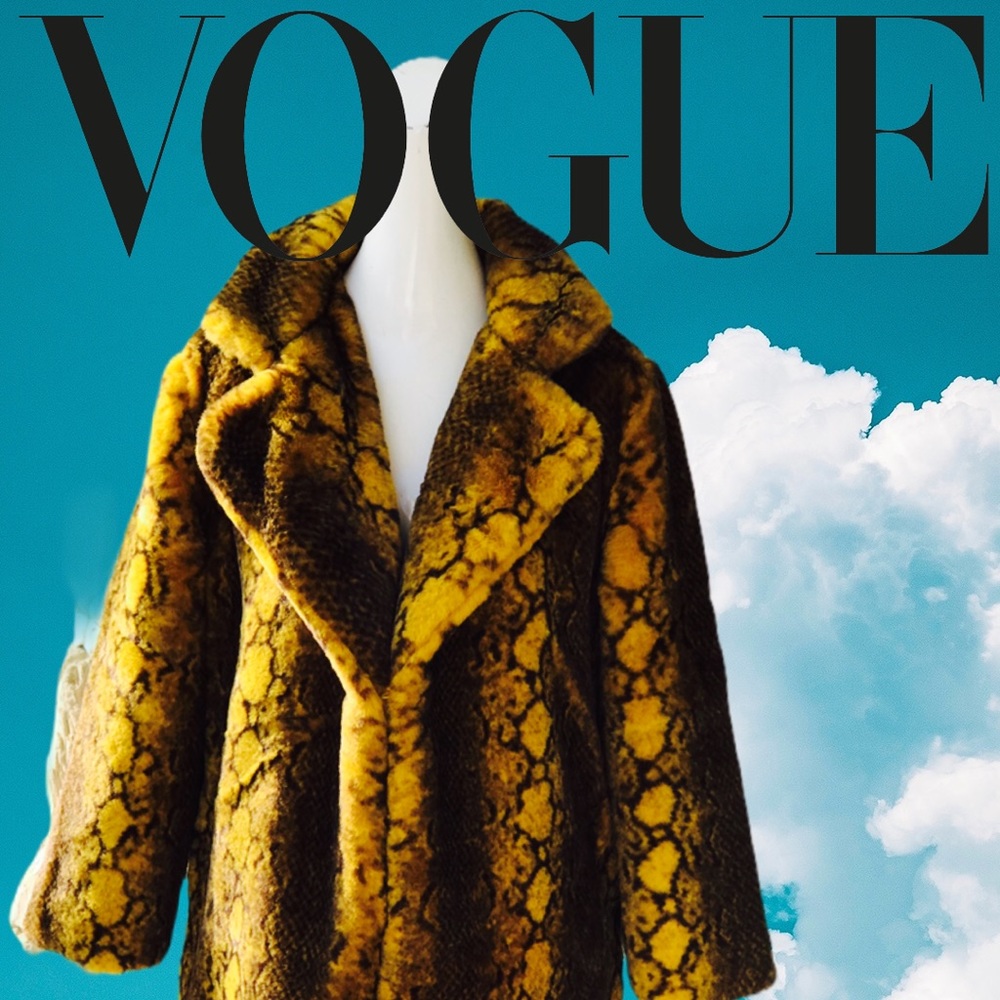 Snake / Python / Animal Print Fx Fur Fashion Coat - Picture 3 of 9